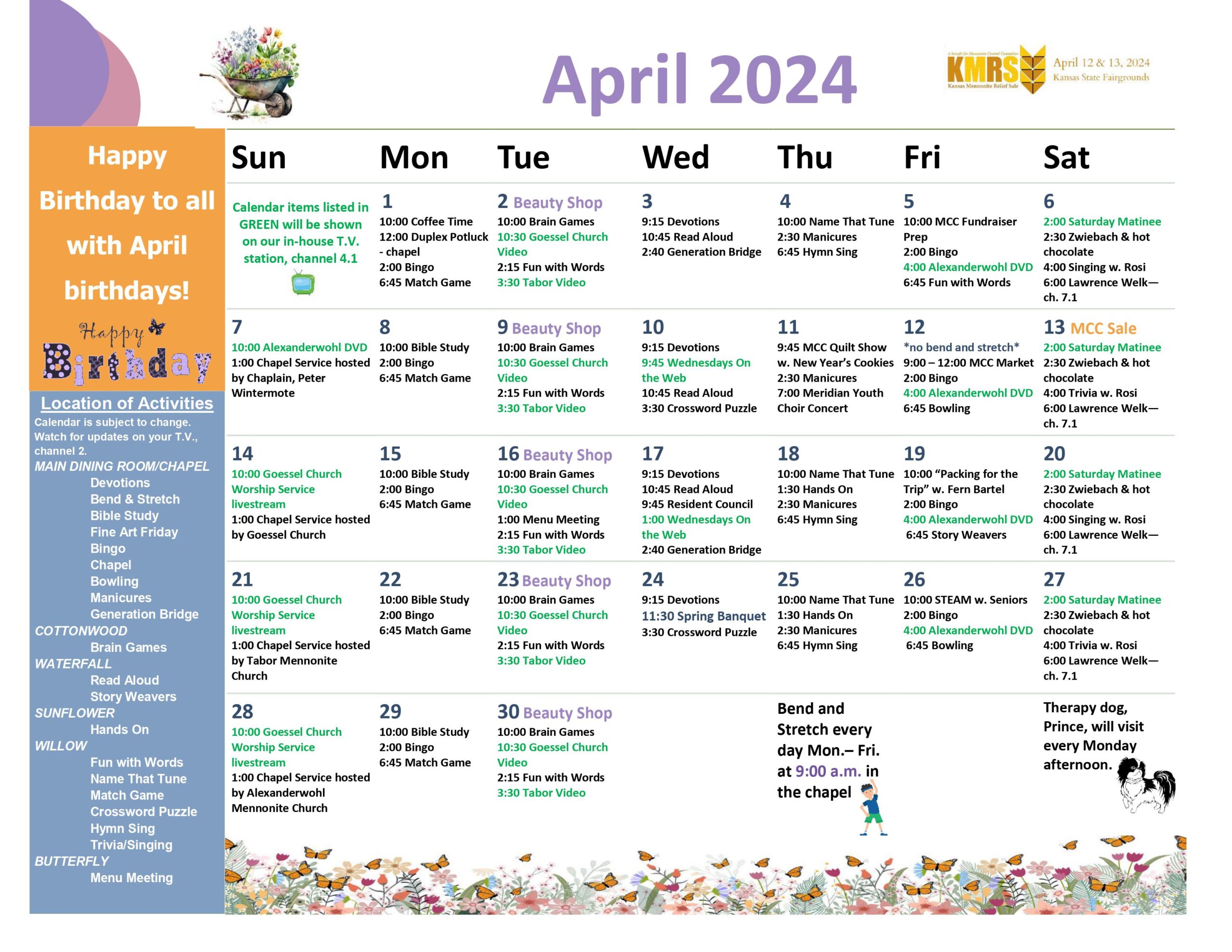 April 2024 activity calendar
