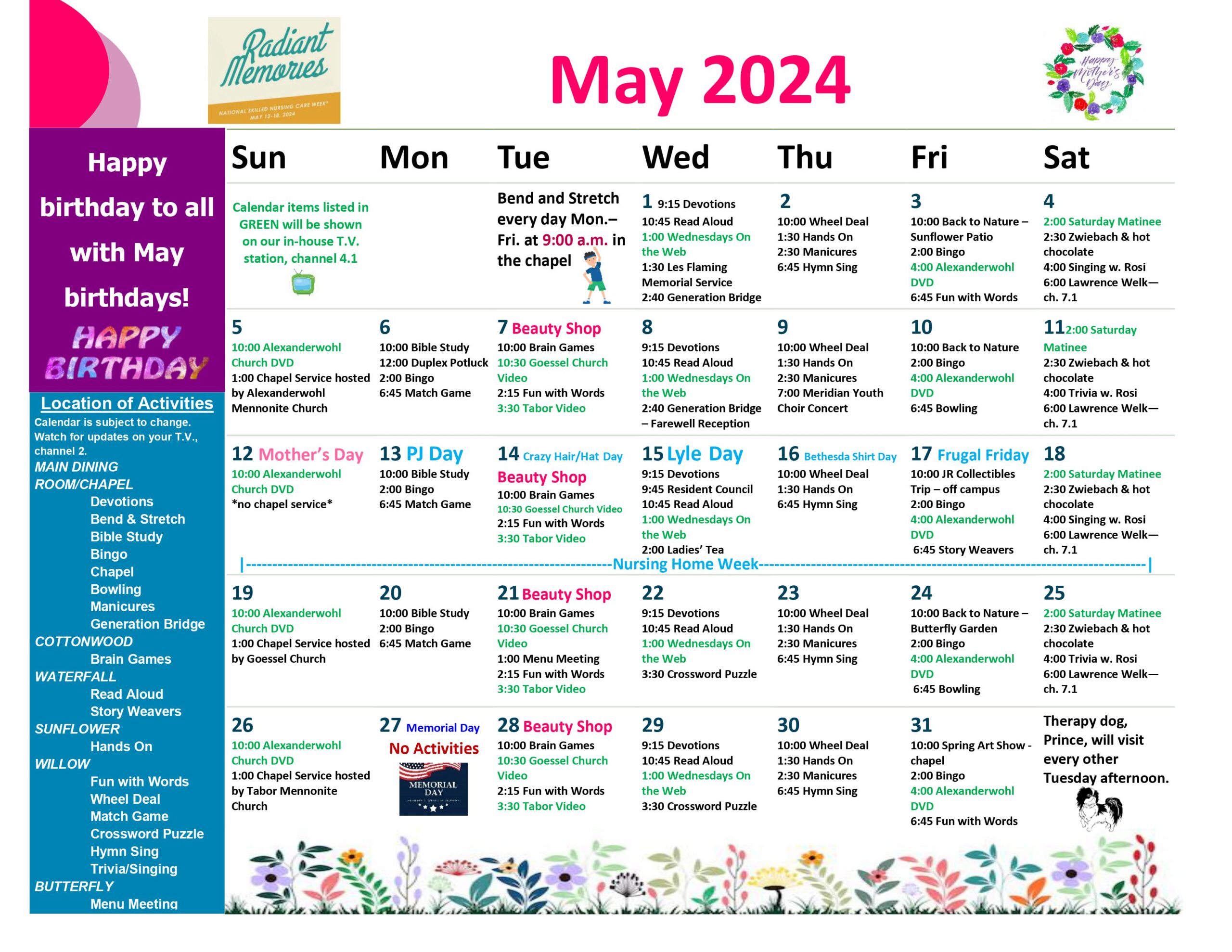 May 2024 activity calendar